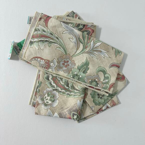 Paisley Floral Fabric Napkins Set 4 Vintage Dinner 90s 17x17 NEW Deadstock - Picture 1 of 5